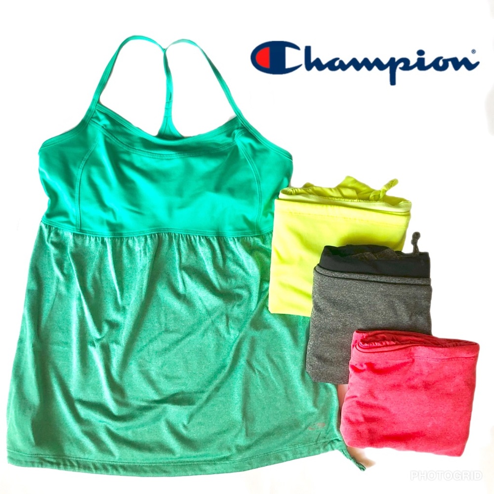 {four} Champion workout tanks, built-in-bra, M